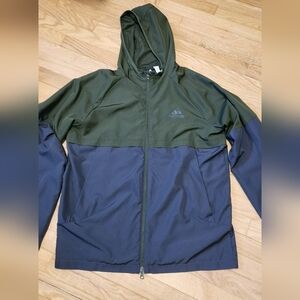 Adidas Men's Green and Grey Hooded Jacket